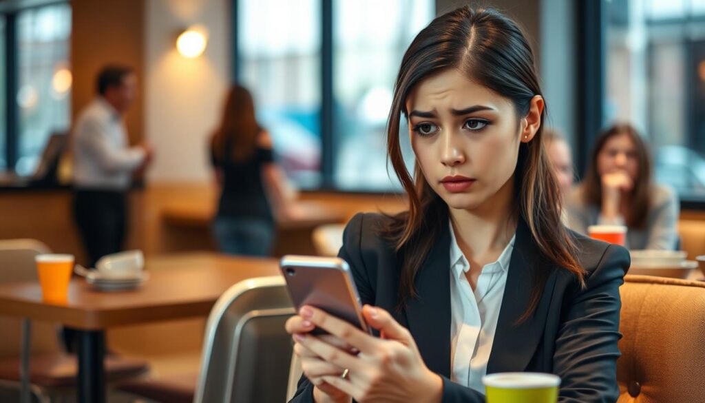 Persona revisa el teléfono y pierde concentración por los celos Persona revisa el teléfono y pierde concentración por los celos