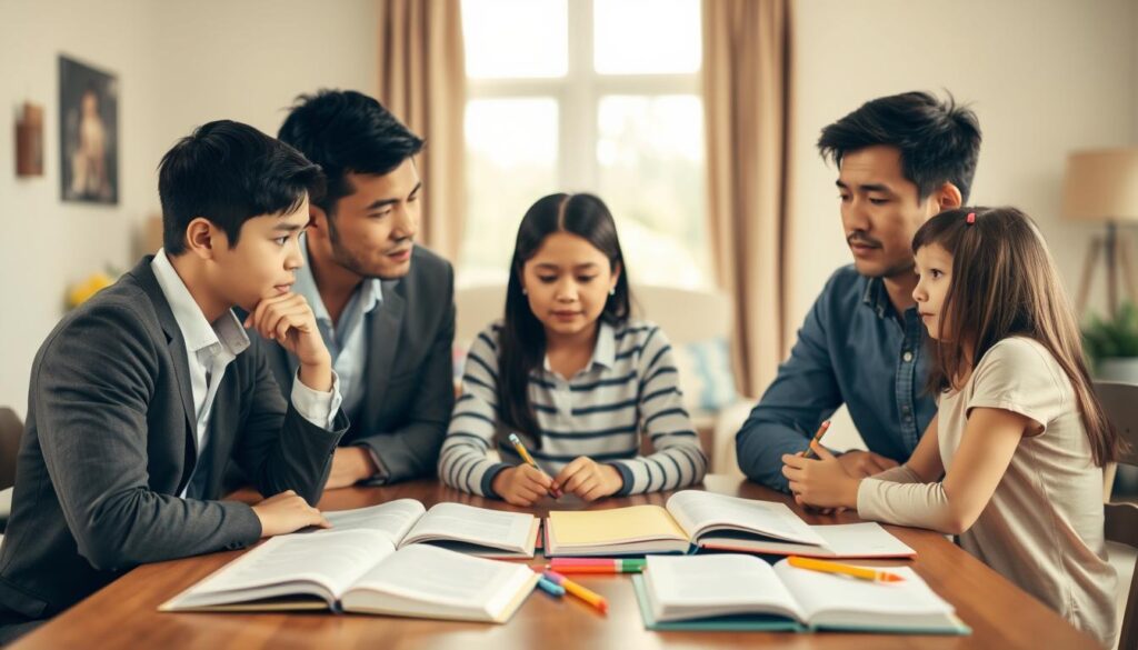 Una familia revisa tareas y detecta conflictos de convivencia Una familia revisa tareas y detecta conflictos de convivencia